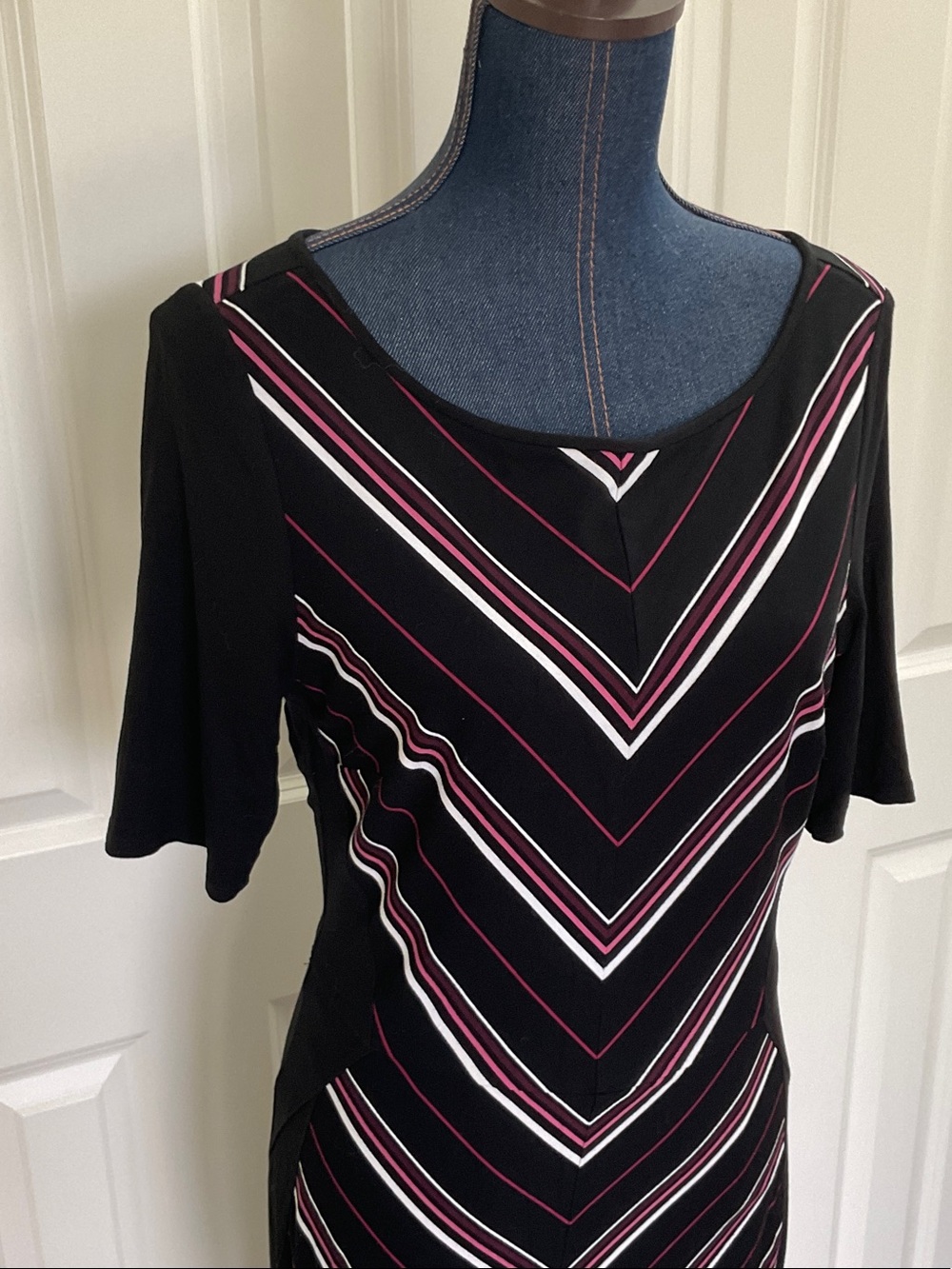 WHBM Chevron Stripe Sheath Dress